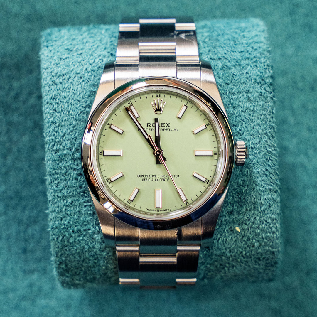 Rolex Oyster Perpetual 34mm Oystersteel Pistacho Dial Refv 124200 | 2025