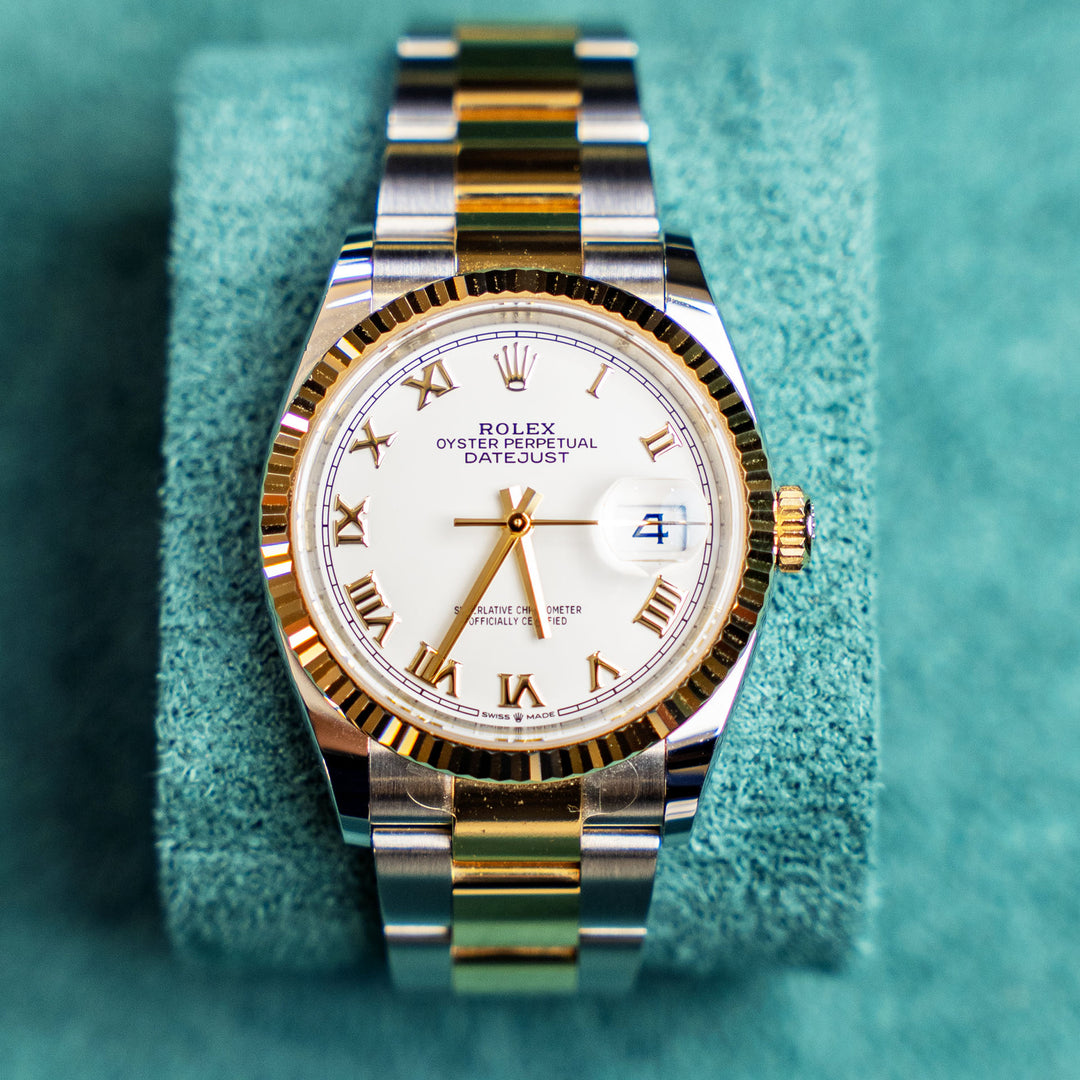 Rolex Datejust 36mm Twotone Yellow Gold, White Roman Dial Ref 126233 | 2021